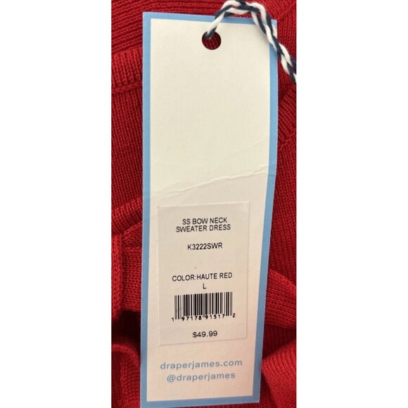Draper James Bow Neck Detail Fit & Flare Mini Sweater Dress Size Large - Picture 7 of 16